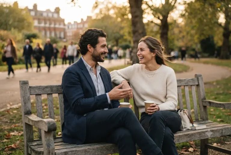 : Two people illustrating friendship vs romance through emotional connection and meaningful conversation