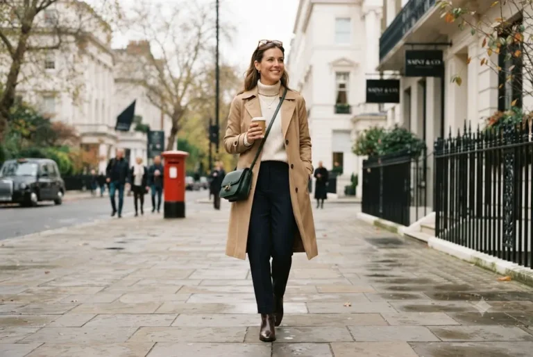 Seasonal fashion featuring stylish layered clothing for changing UK weather