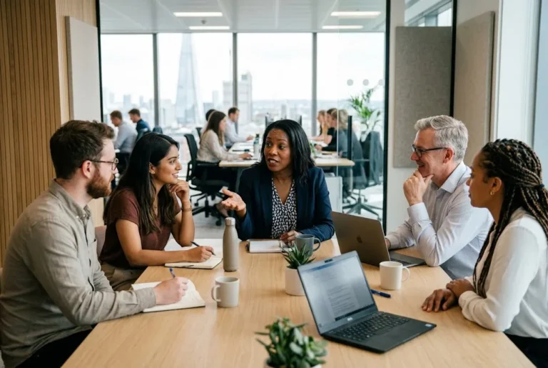 Communication between professionals during an effective workplace discussion