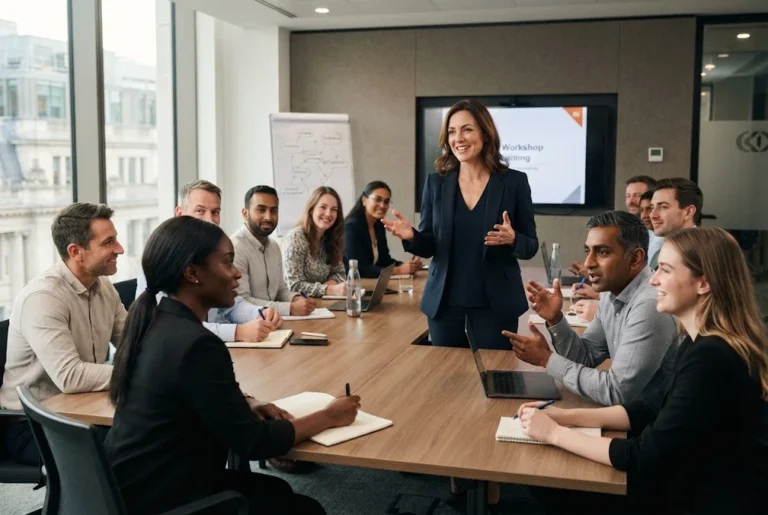 Communication skills training session for UK professionals